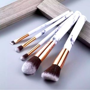 5pcMakeupBrush White/Black Marble Design Soft Bristles Condition New In Package